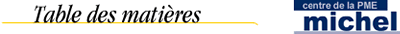 Table des mati&egrave;res