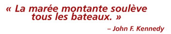 &laquo; La mar&eacute;e montante soul&egrave;ve tous les bateaux. &raquo; � John F. Kennedy