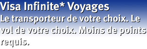 Visa Infinite* Voyages. Le transporteur de votre choix. Le vol de votre choix. Moins de points requis.