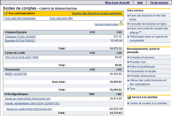 Exemple de Soldes de comptes