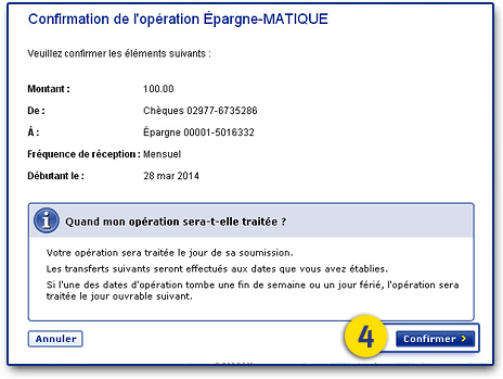 Étape 4 : Passez en revue vos renseignements, puis cliquez sur Confirmer. 