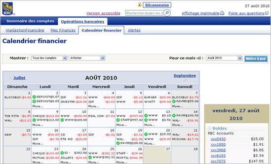 Calendrier financier