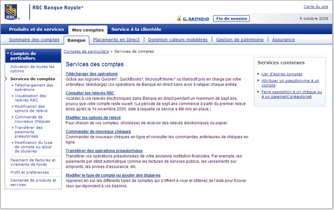 Services de comptes