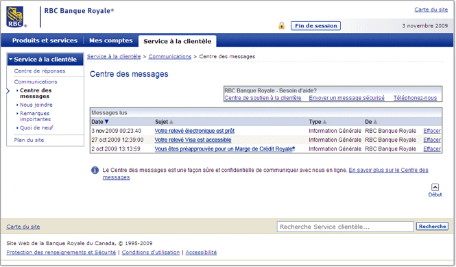 Centre des messages