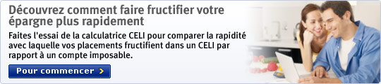 D&eacute;couvrez comment faire fructier votre &eacutepargne plus rapidement. Faites l'essai de la calculatrice CELI pouir comparer la rapidit&eacute; avec laquelle vos placements fructifient dans un CELI par rapport &agrave; un compte imposable. Pour commencer.