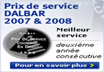 Prix de service DALBAR 2007 & 2008 Meilleur service desuxieme année consécutive Pour en savoir plus >
