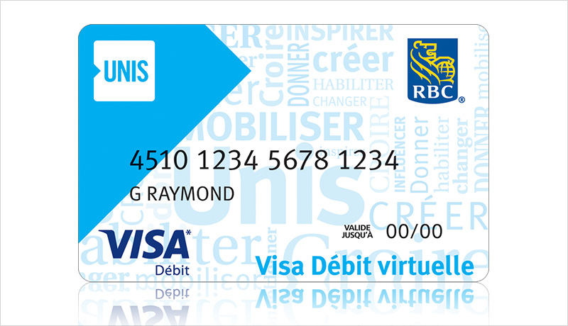 Carte Visa Débit RBC virtuelle UNIS